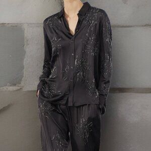 Zara sequin embroidered shirt blouse